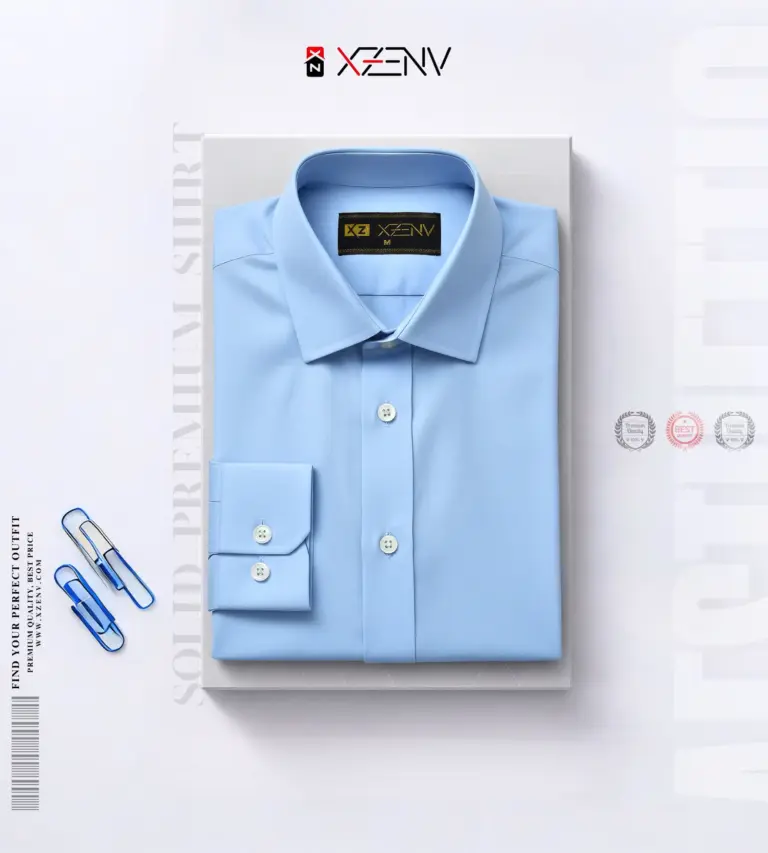 XZENV Sky Blue Oxford Premium Shirt