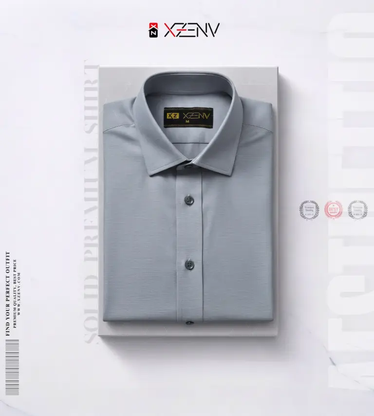 XZENV Light Grey Oxford Solid Shirt