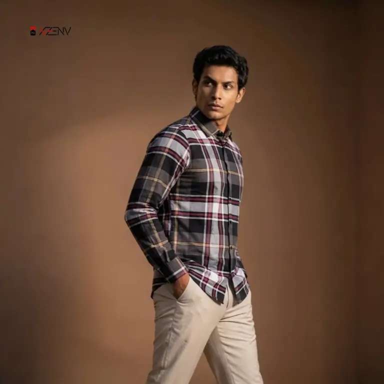 XZENV Modern Multi-Tone Check Shirt