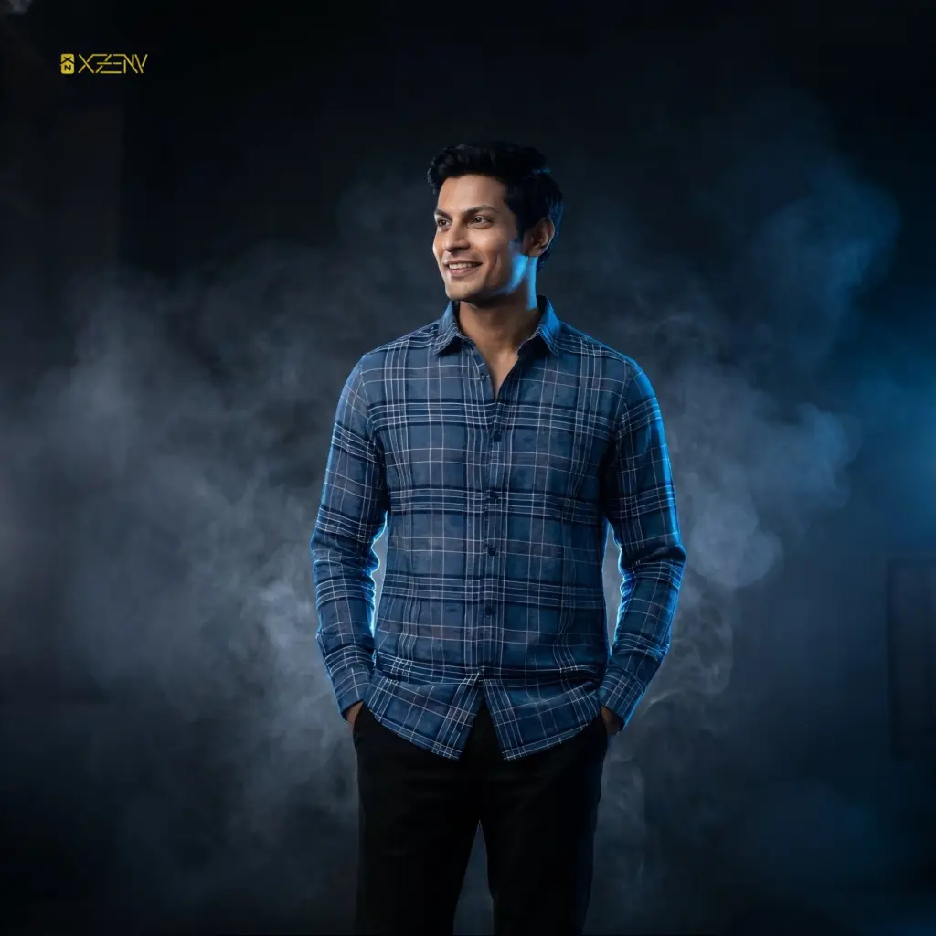 XZENV Dark Grey Winter Check Shirt