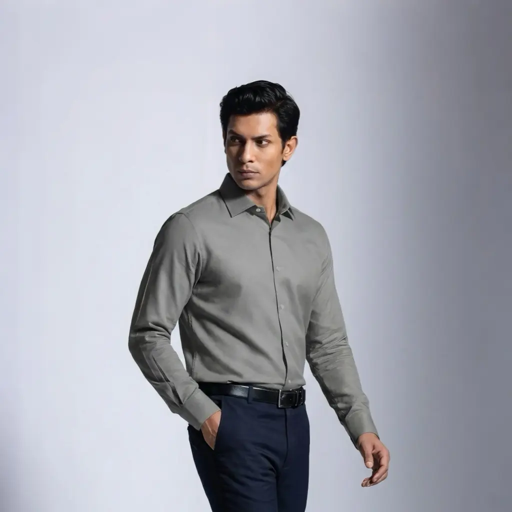 XZENV Olive Green Oxford Premium Shirt