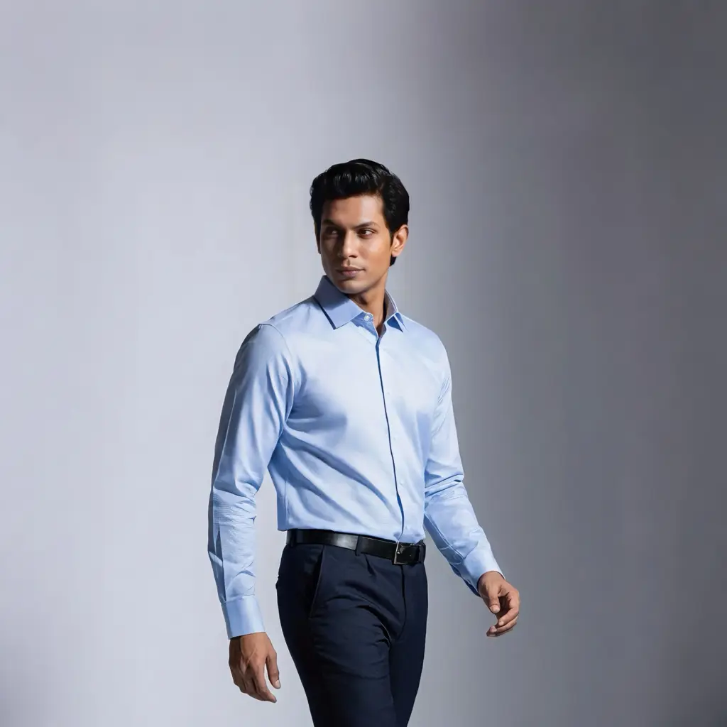XZENV Sky Blue Oxford Premium Shirt