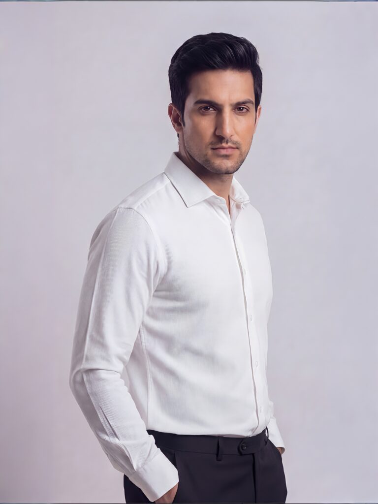 XZENV White Stripe Formal Shirt