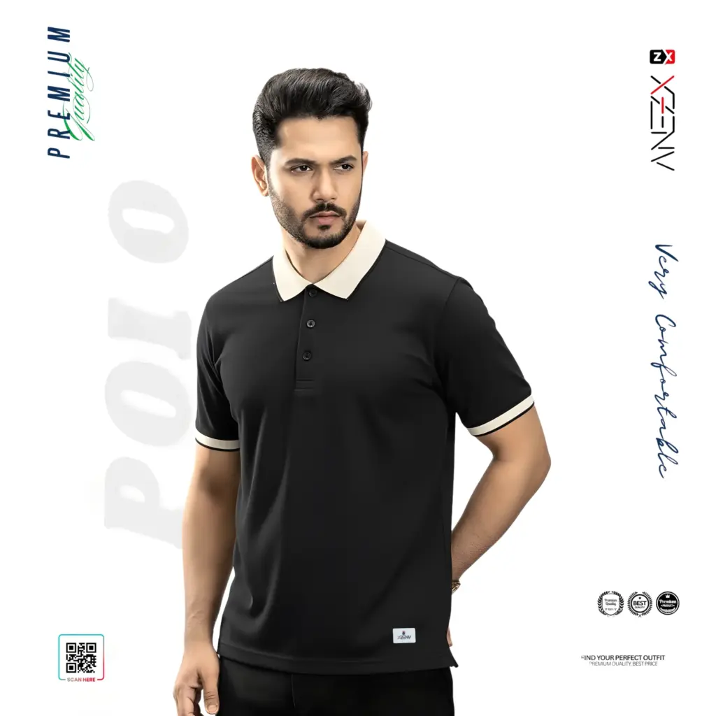 XZENV Black Polo Shirt