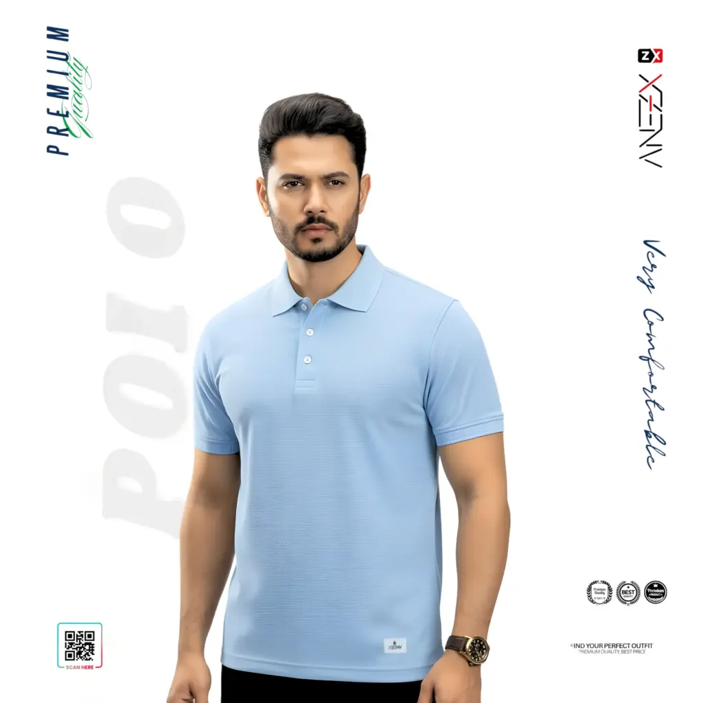 XZENV Sky Blue Polo Shirt