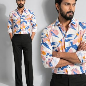 XZENV Multicolor Abstract Premium Shirt