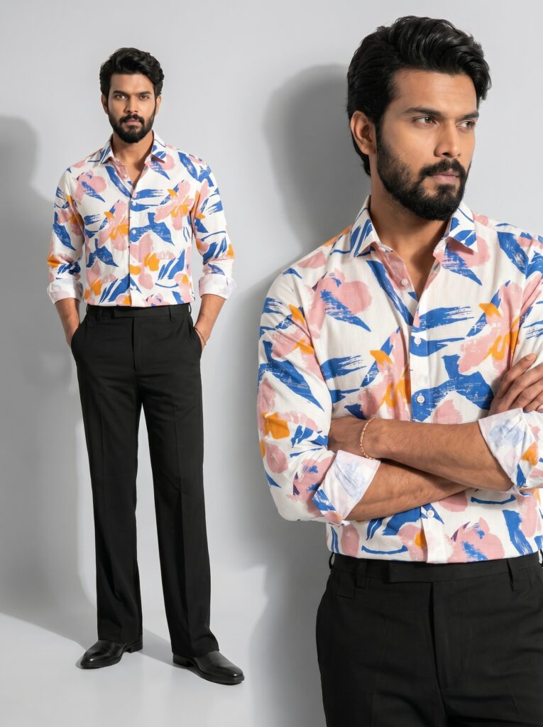 XZENV Multicolor Abstract Premium Shirt