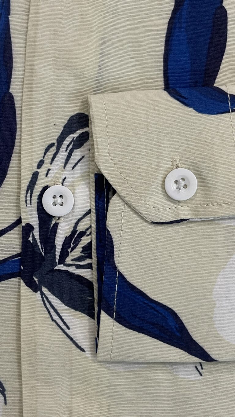 XZENV Ivory Blue Floral Premium Shirt