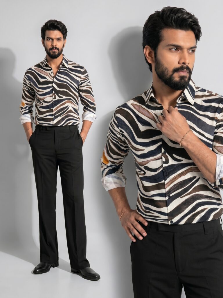 XZENV Zebra Pattern Shirt