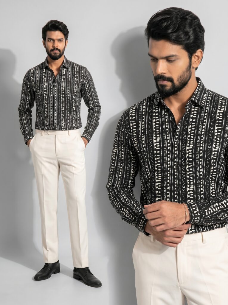 XZENV Mono Dot Stripe Shirt