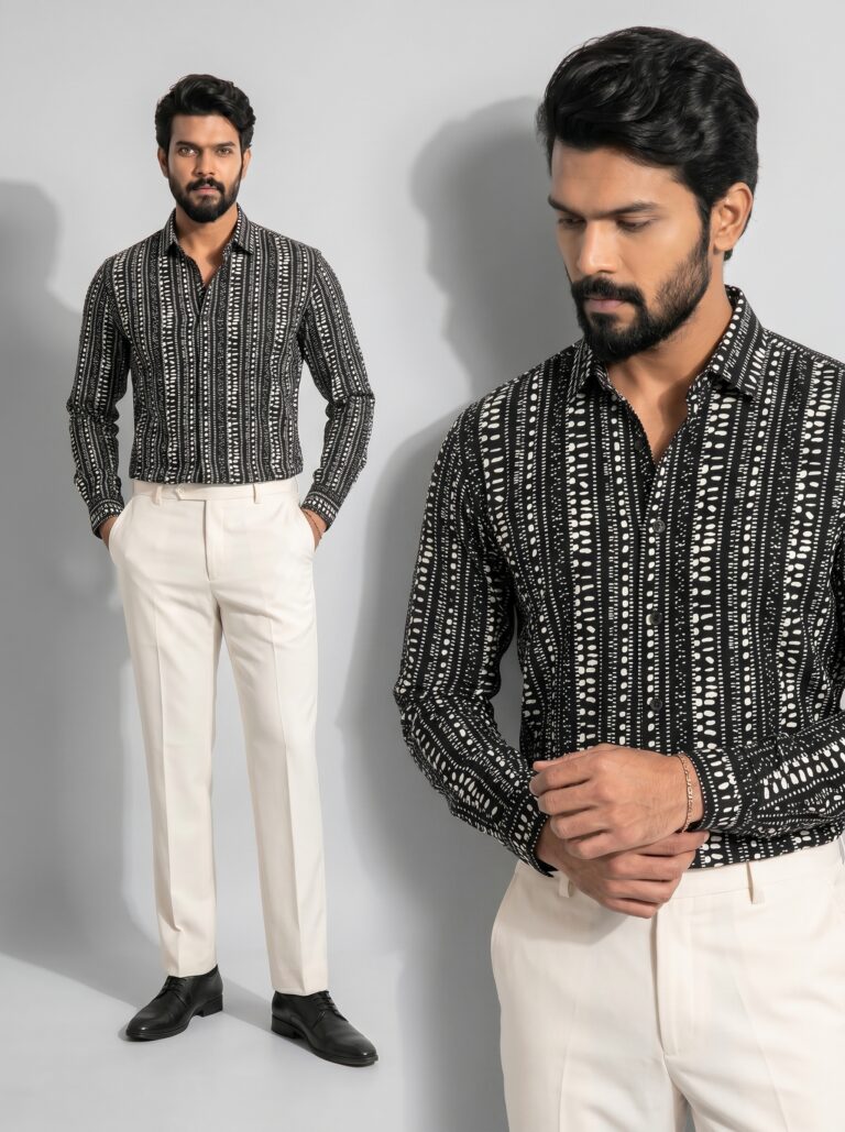 XZENV Mono Dot Stripe Shirt