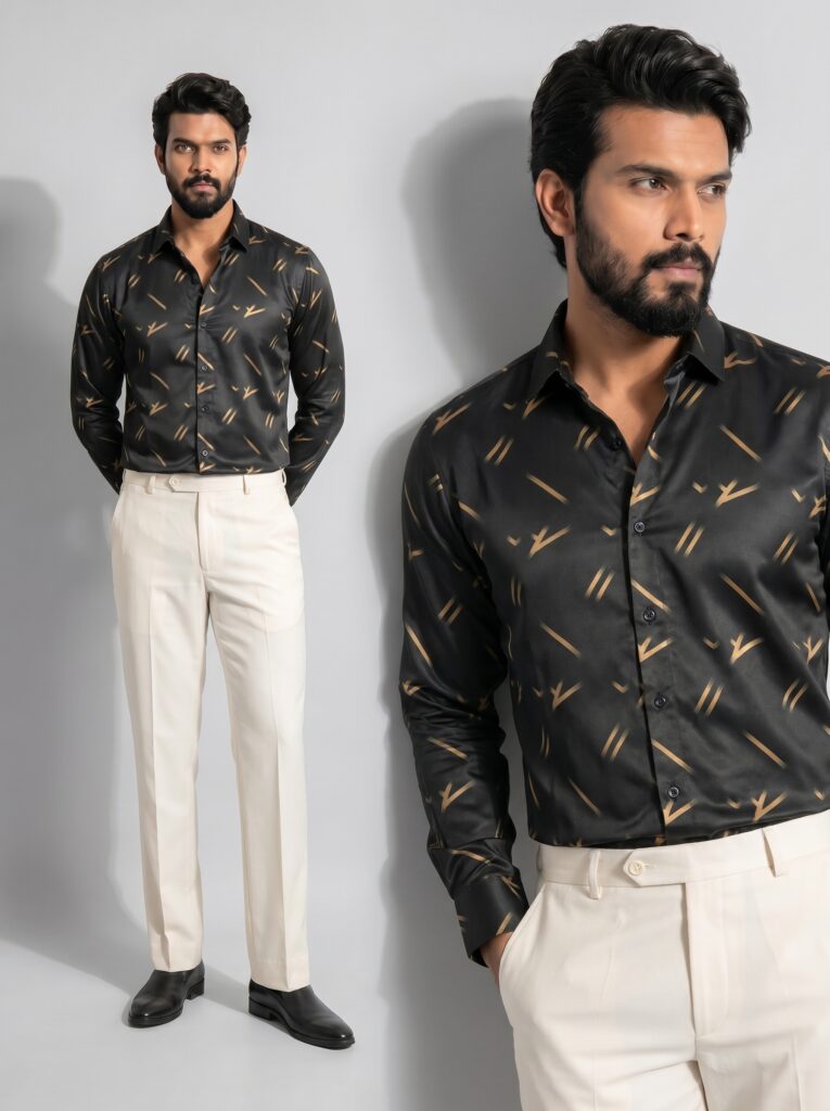 XZENV Black Gold Minimal Shirt